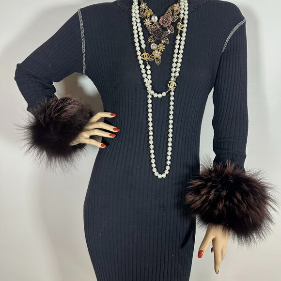 Full Time Diva Accessories - Purple & Black Fox Fur Cuffs